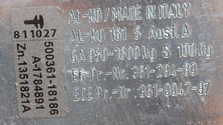 Urządzenie najazdowe do przyczep AL-KO 1600kg V 161S AK161