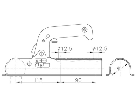 Zaczep kulowy Winterhoff WW 8-C 800 kg rura 70