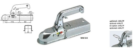 Zaczep kulowy WW8-E do przyczep 50x50